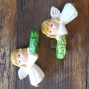 Pair of Vintage  Christmas Angel Candle Huggers by Colonial Candles